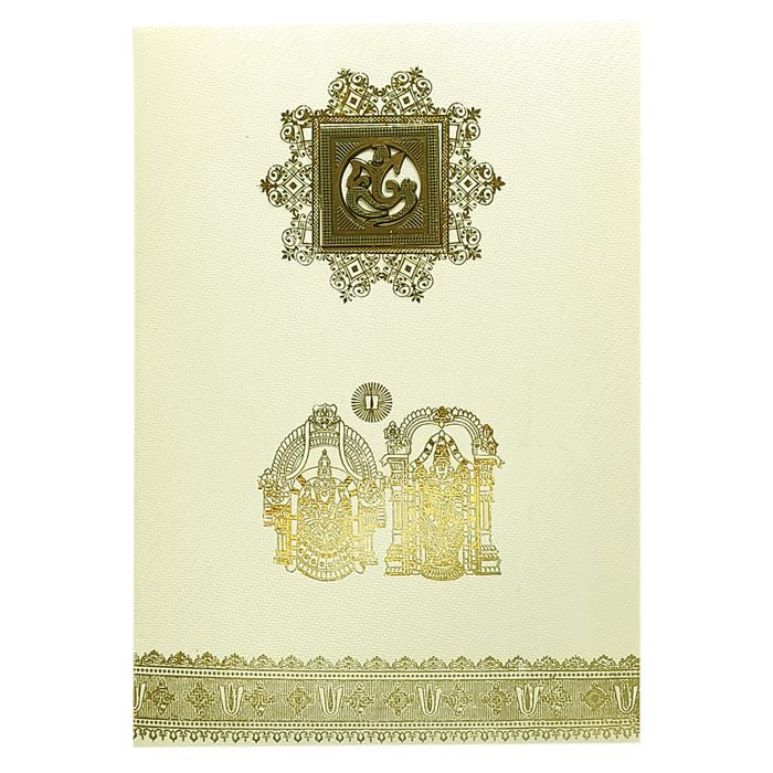White Balaji Padmavathi Wedding Card-King of Cards