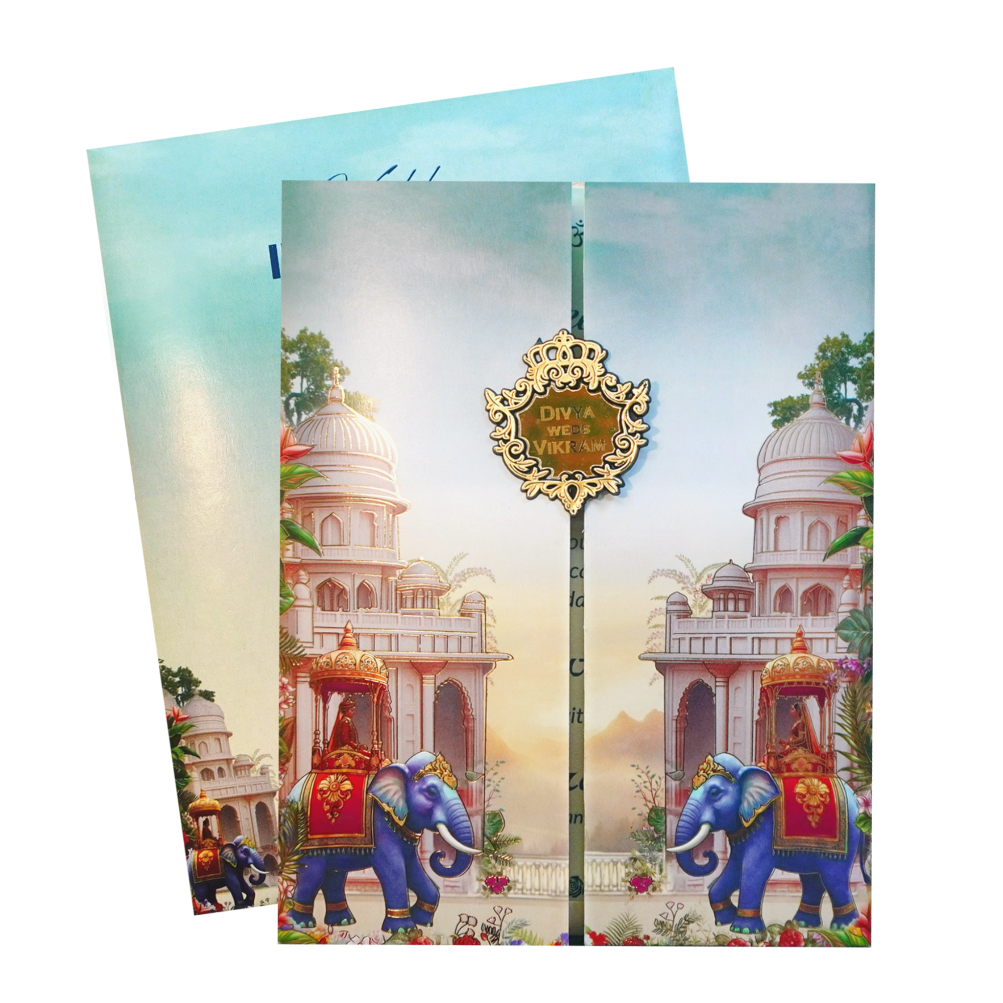 Royal Palace Theme Door Opening Wedding Card-KNKC4086