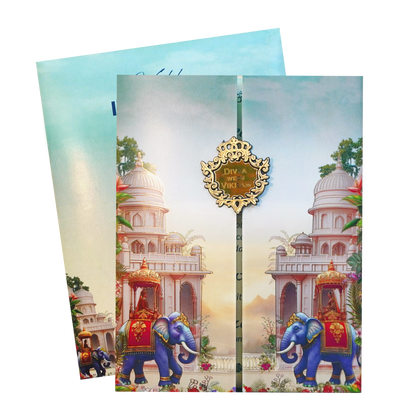 Royal Palace Theme Door Opening Wedding Card-KNKC4086