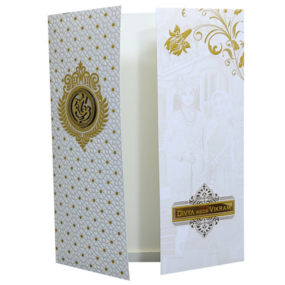 White Embossed Door Nameplate Invitation Card-KNJS2081