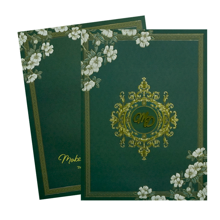 Dark Green Floral Wedding Card-King of Cards