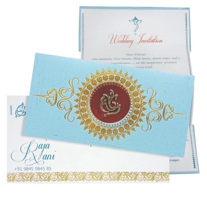 Gorgeous Ganesha With Blue Shading Padded Personal Card - KNPSU004