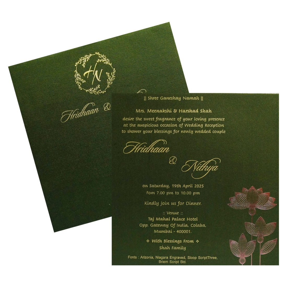 Dark Green Single Sheet Invitation-King of Cards