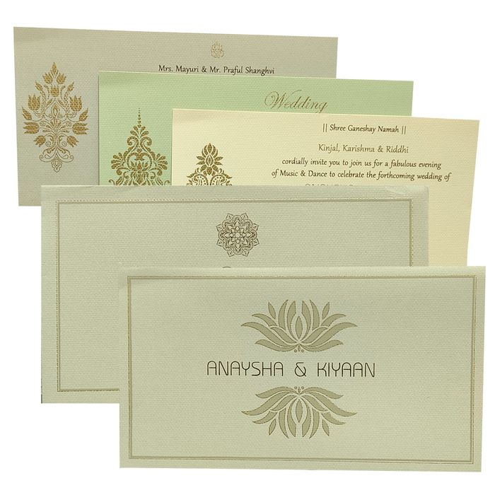Grey Floral Padded Invitation Card-KRC29151