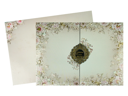 Check out Grey Floral Padded Wedding Card at best price. ✅WhatsApp Support ✅Express Delivery.|King of cards.