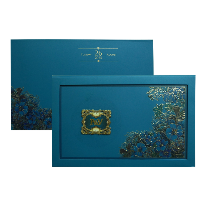 Blue Premium Padded Marriage Invitation-King of Cards