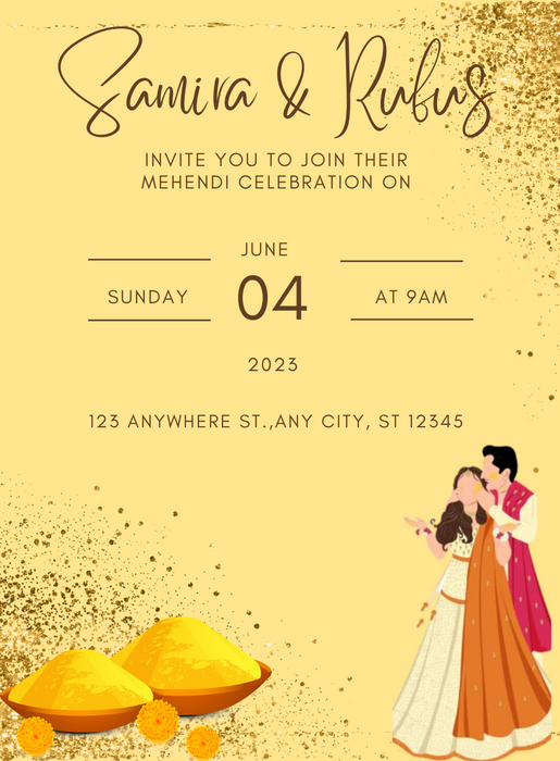 Yellow Bright Haldi Ceremony Invitation-King of Cards