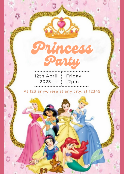 Pink Royal Princesses Invitation-AAPNC001