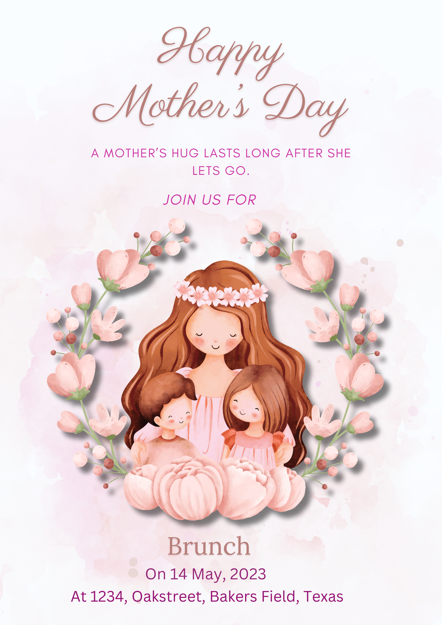 Pink Floral Mothers Day Invitation-AAMOT001