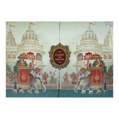 Palace Elephant Padded Wedding Card-KSH72200