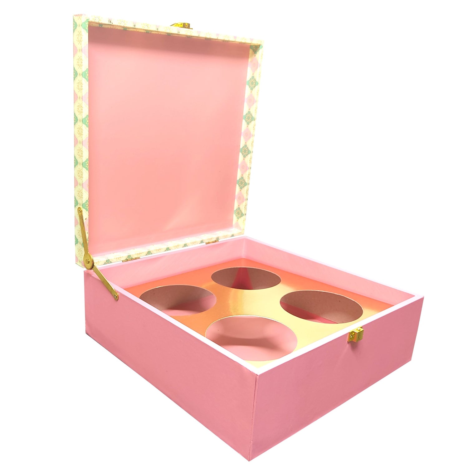 Pink And Green Square Box Invitation-KBX0503