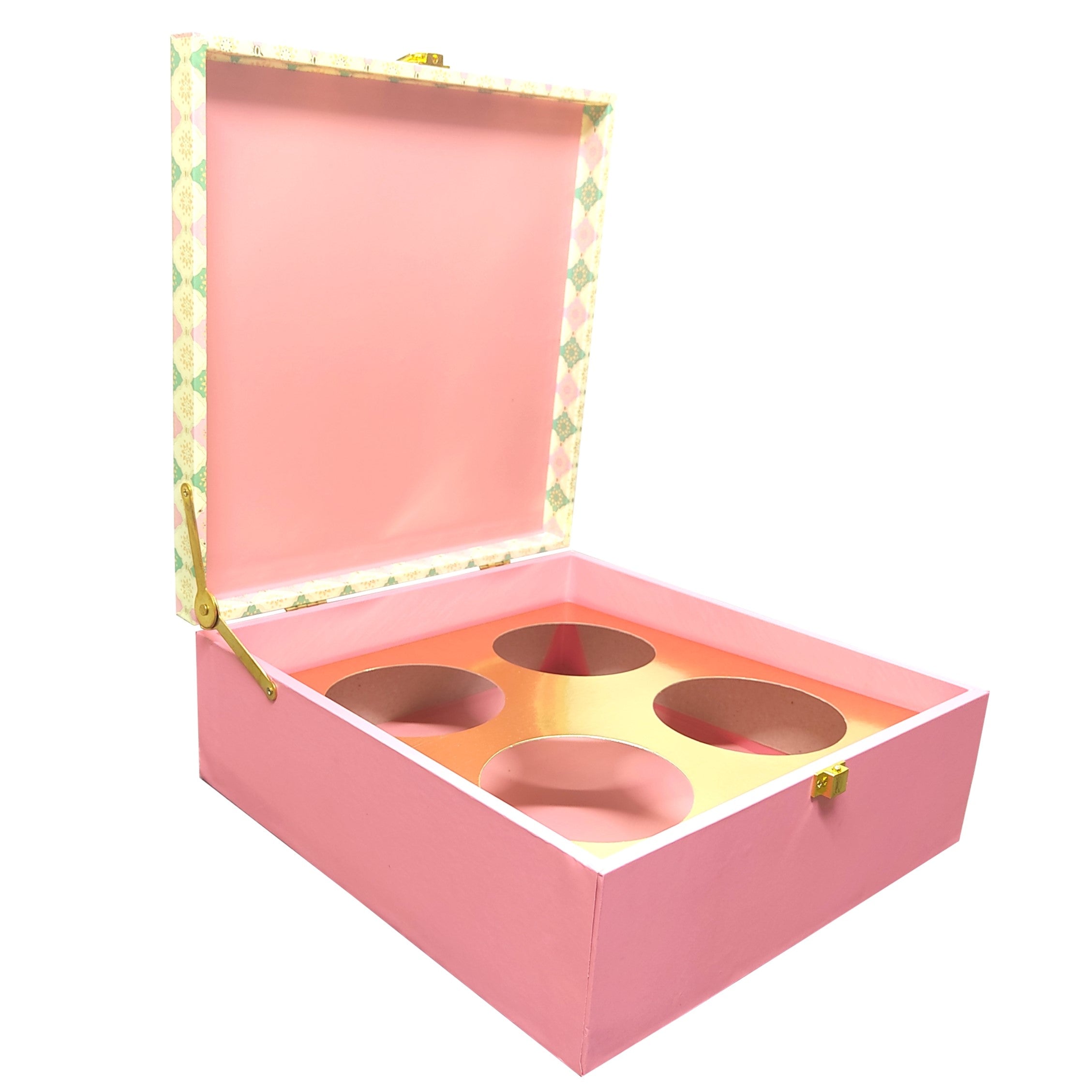 Pink And Green Square Box Invitation-KBX0503