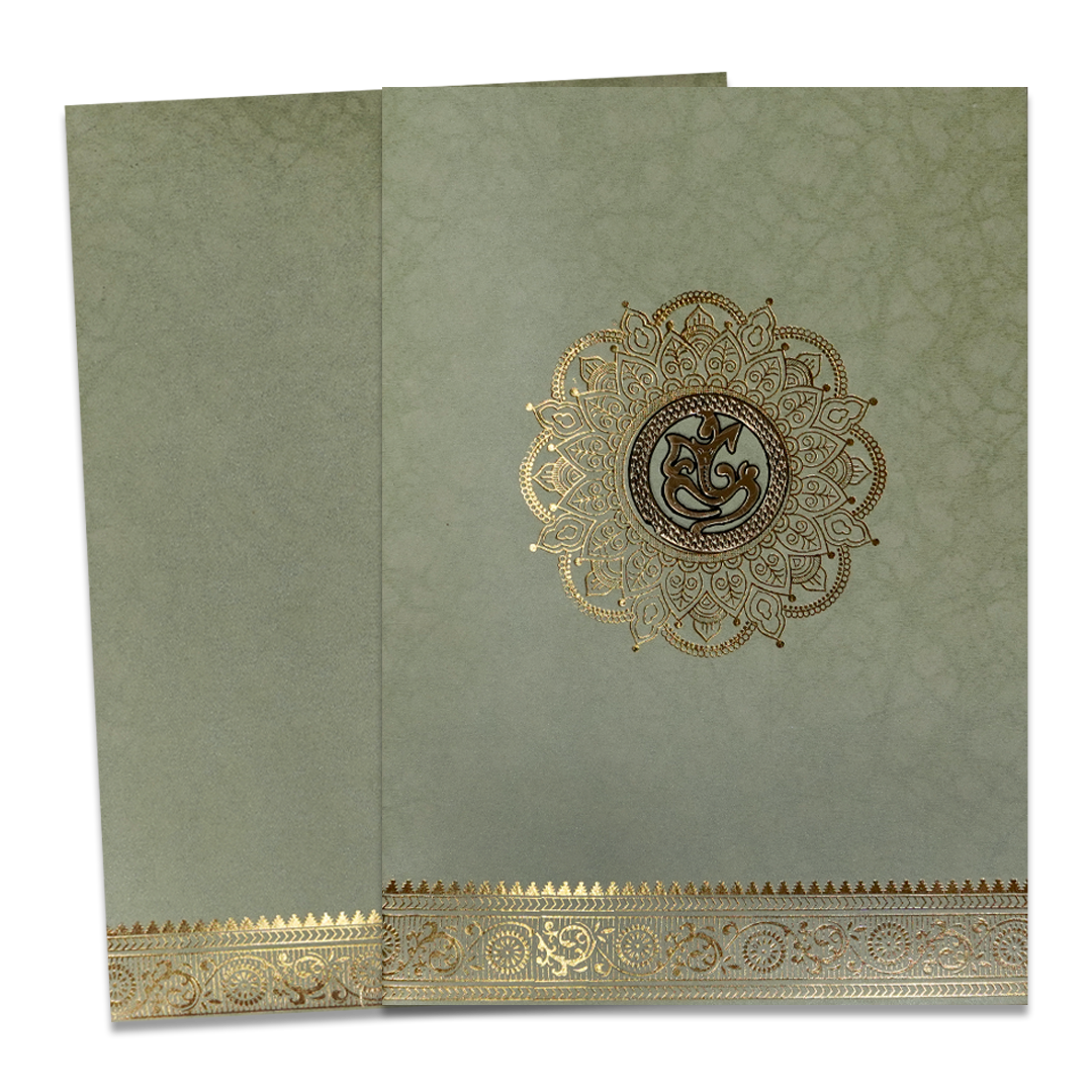 Soft Green Floral Mandala Wedding Card-KNKR026GL