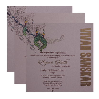 Cream Padded Box Invitation Card-King of Cards