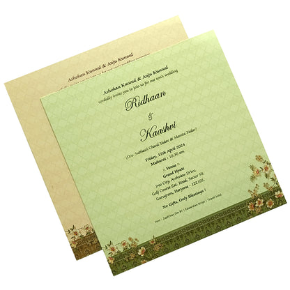 Beige Floral Padded Invitation Card-KRC29950