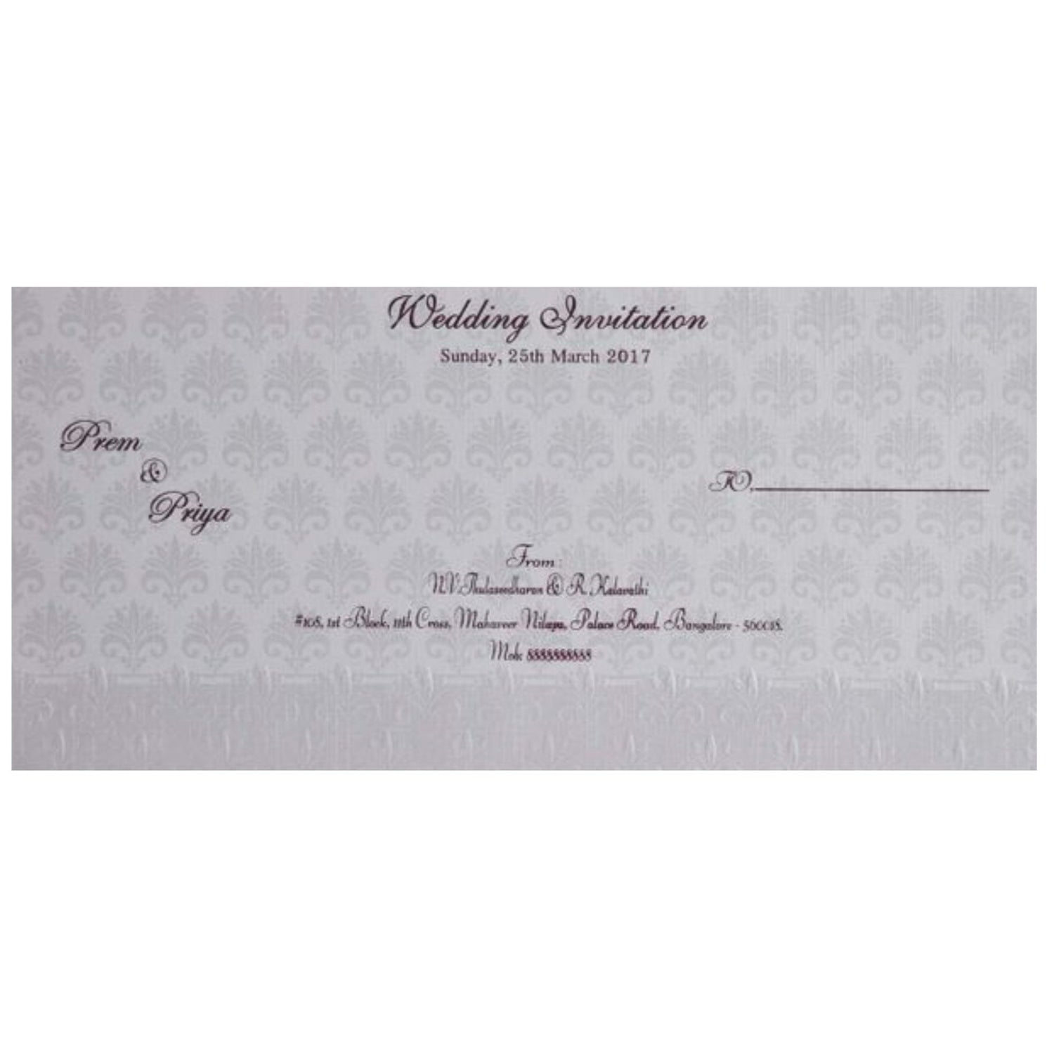 White Personal Invitation Card-KNK2187