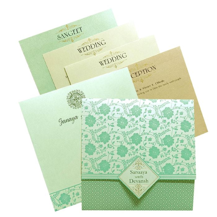 Soft Blue Floral Invitation Card-King of Cards