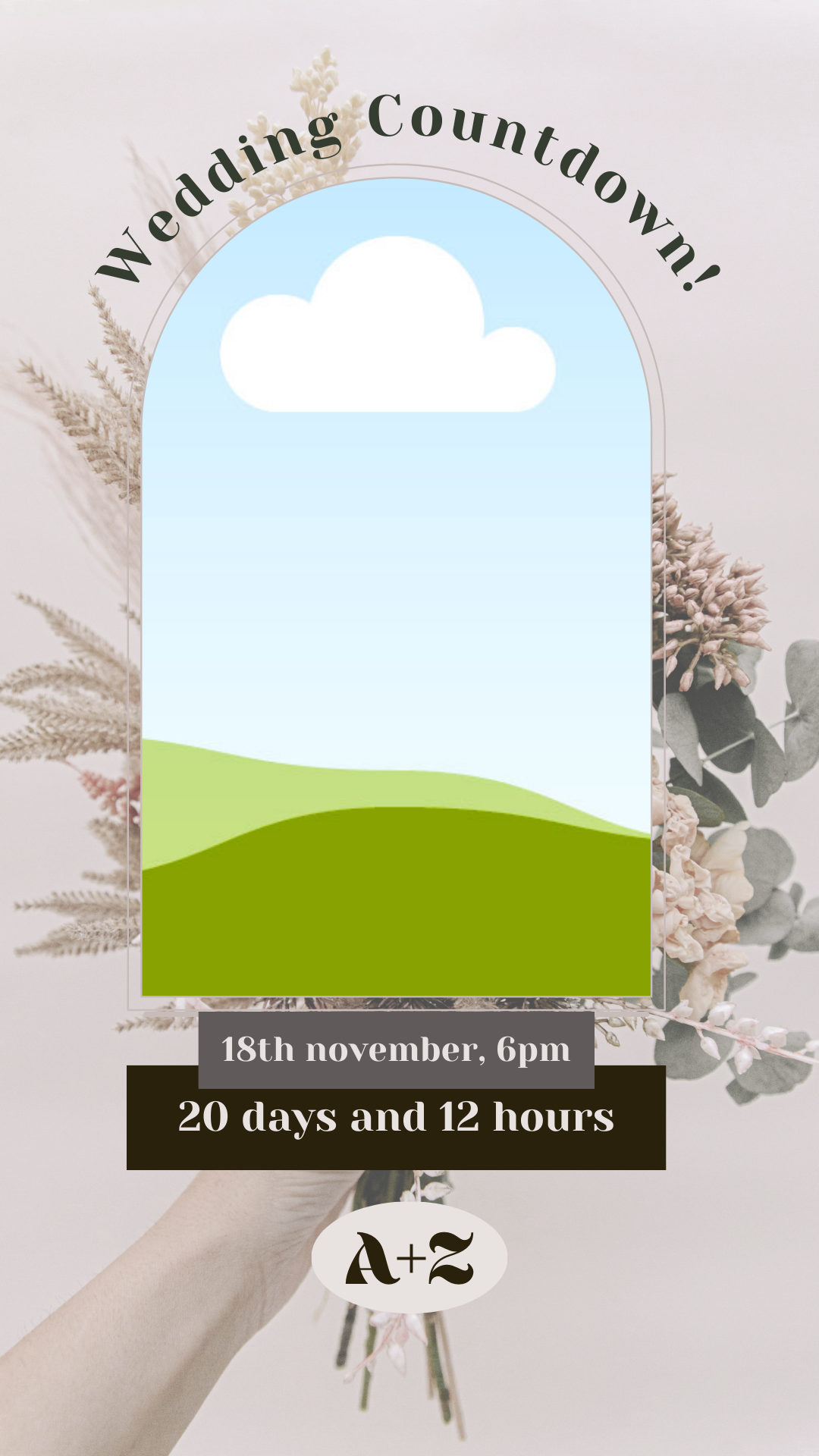 Grey Bouquet Countdown Invitation-AACDI001