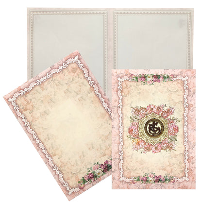 Cream Pink Floral Wedding Card - KNCP254P