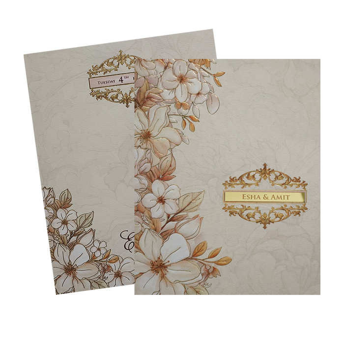 Cream Floral Wedding Card-King of Cards