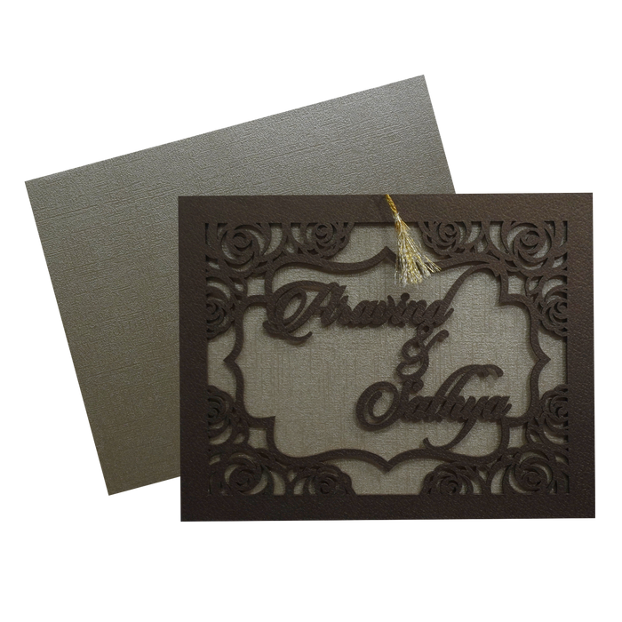 Shiny Golden MDF Wedding Card-King of Cards