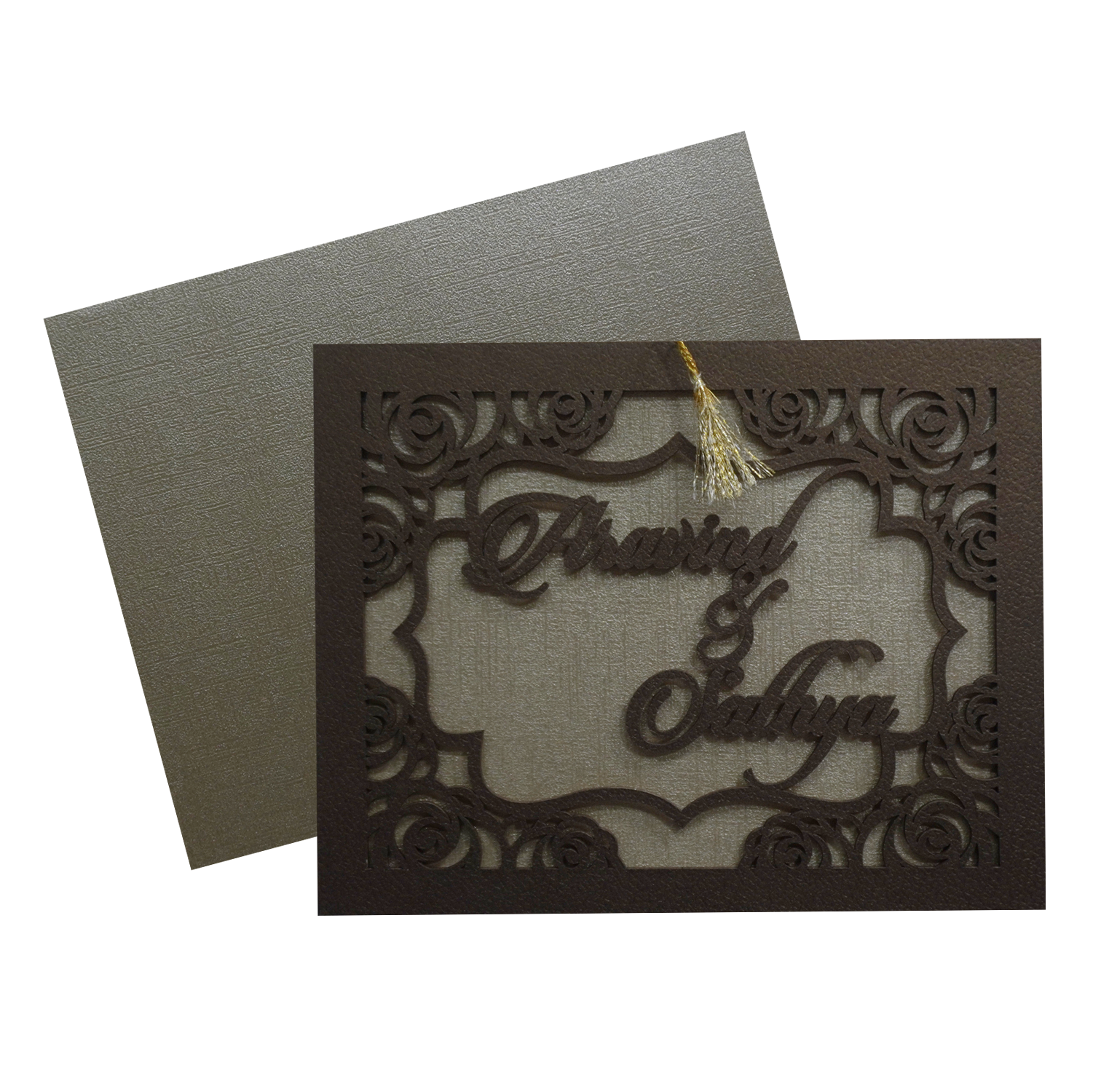 Shiny Golden MDF Wedding Card-KSI11570