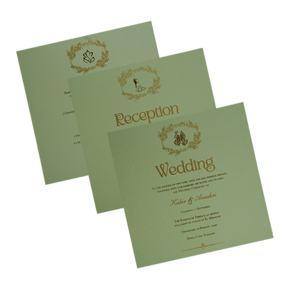 Green Laser Cut Padded Wedding Card Design-King of Cards