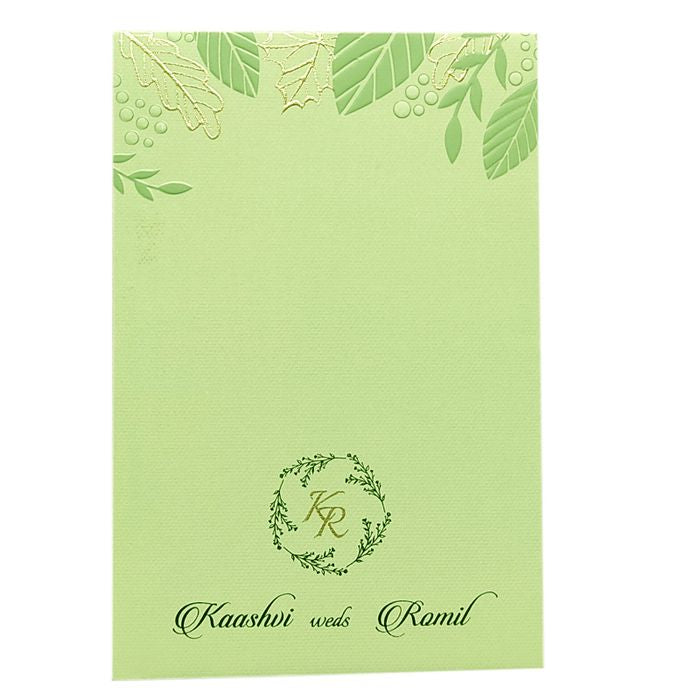 Green Embossed Single Sheet Invitation Card-King of Cards