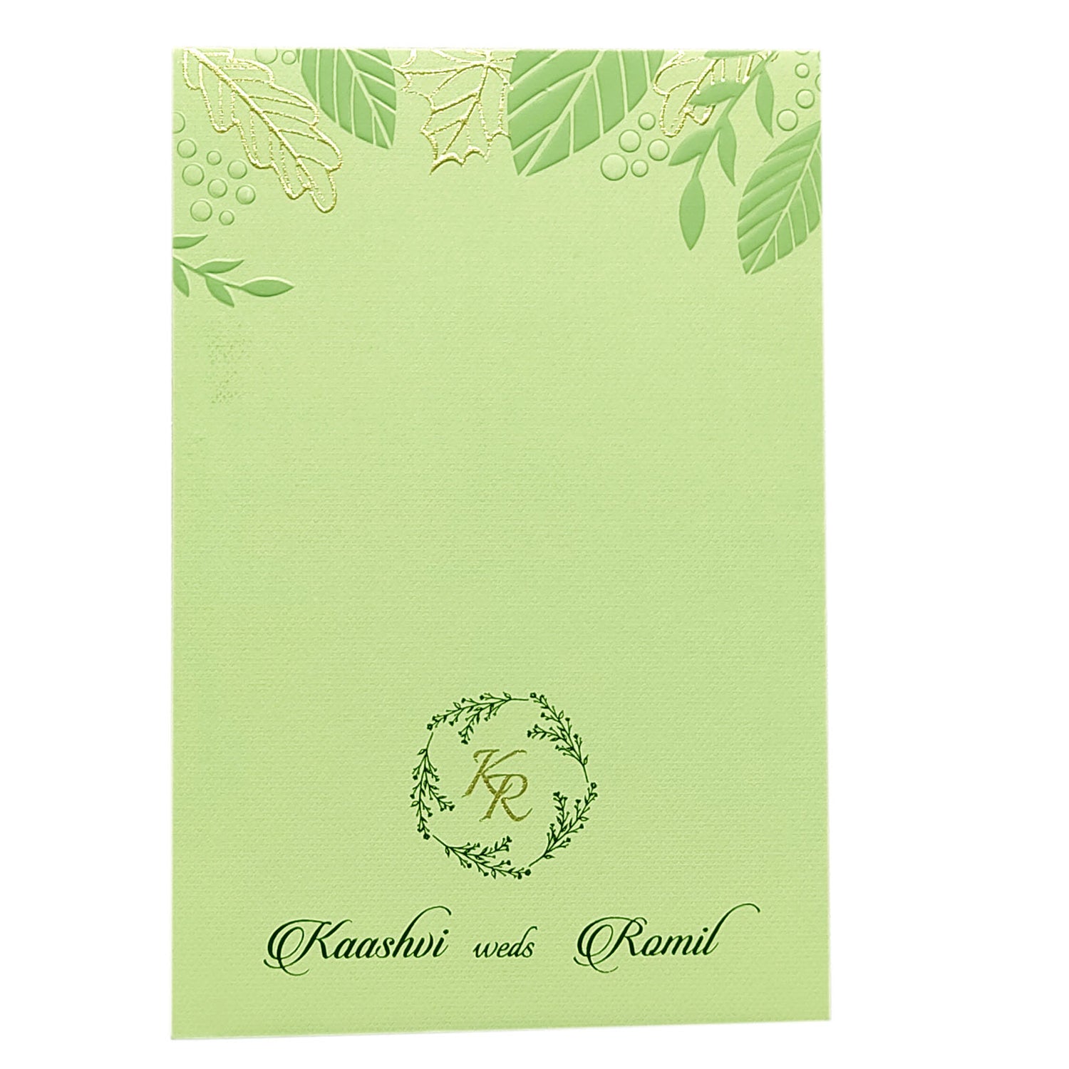 Green Embossed Single Sheet Invitation Card-KRCS6132