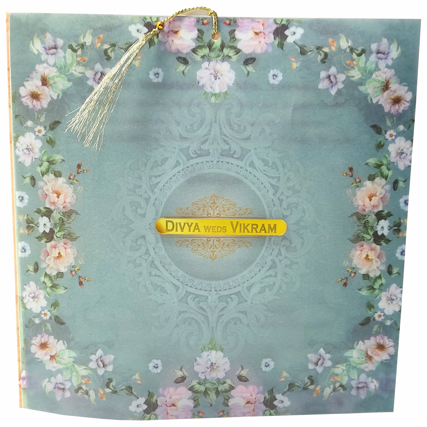 Blue Floral Offset Invitation Card-King of Cards