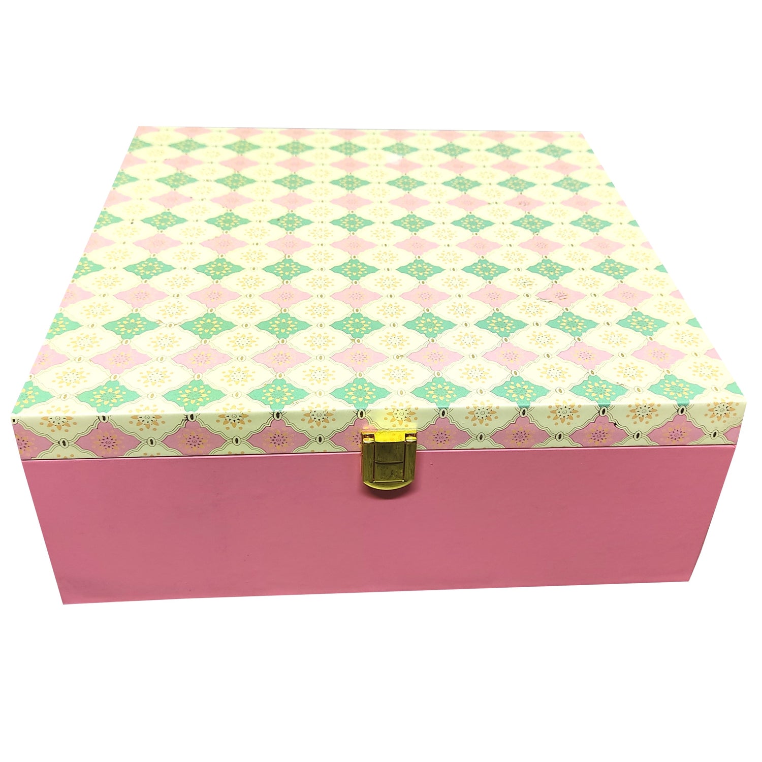 Pink And Green Square Box Invitation-KBX0503