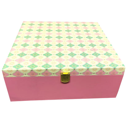 Pink And Green Square Box Invitation-KBX0503