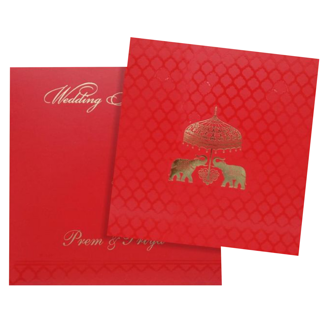 Royal Red Shading With Elephant Theme Wedding Card - KND8004R