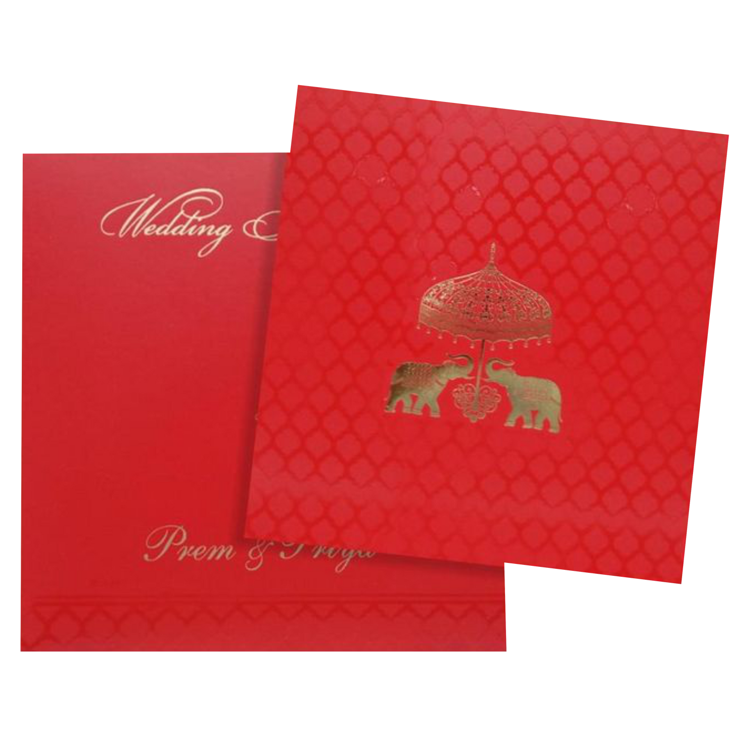 Royal Red Shading With Elephant Theme Wedding Card - KND8004R