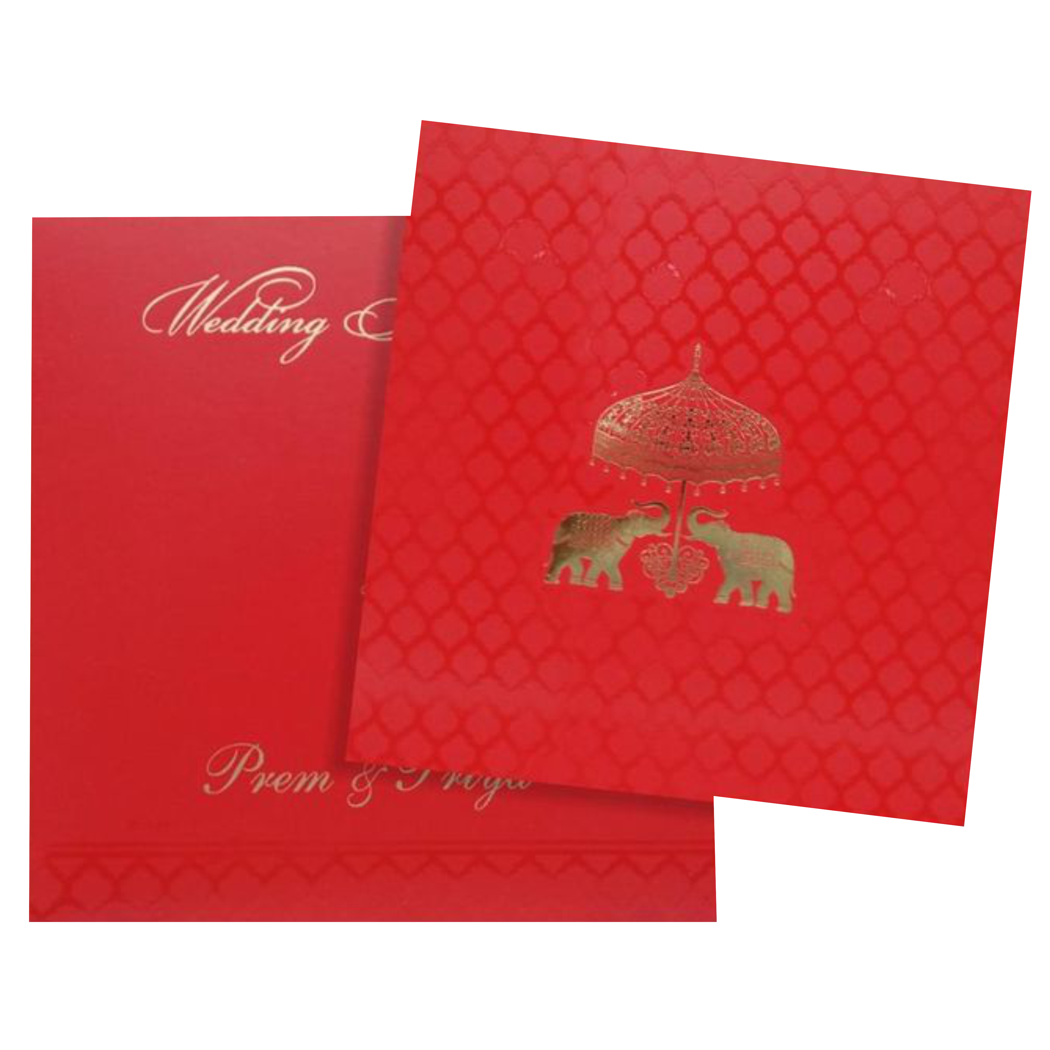 Royal Red Shading With Elephant Theme Wedding Card - KND8004R