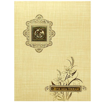 Sandal Metallic Floral Invitation Card-KNK2060S-King of Cards