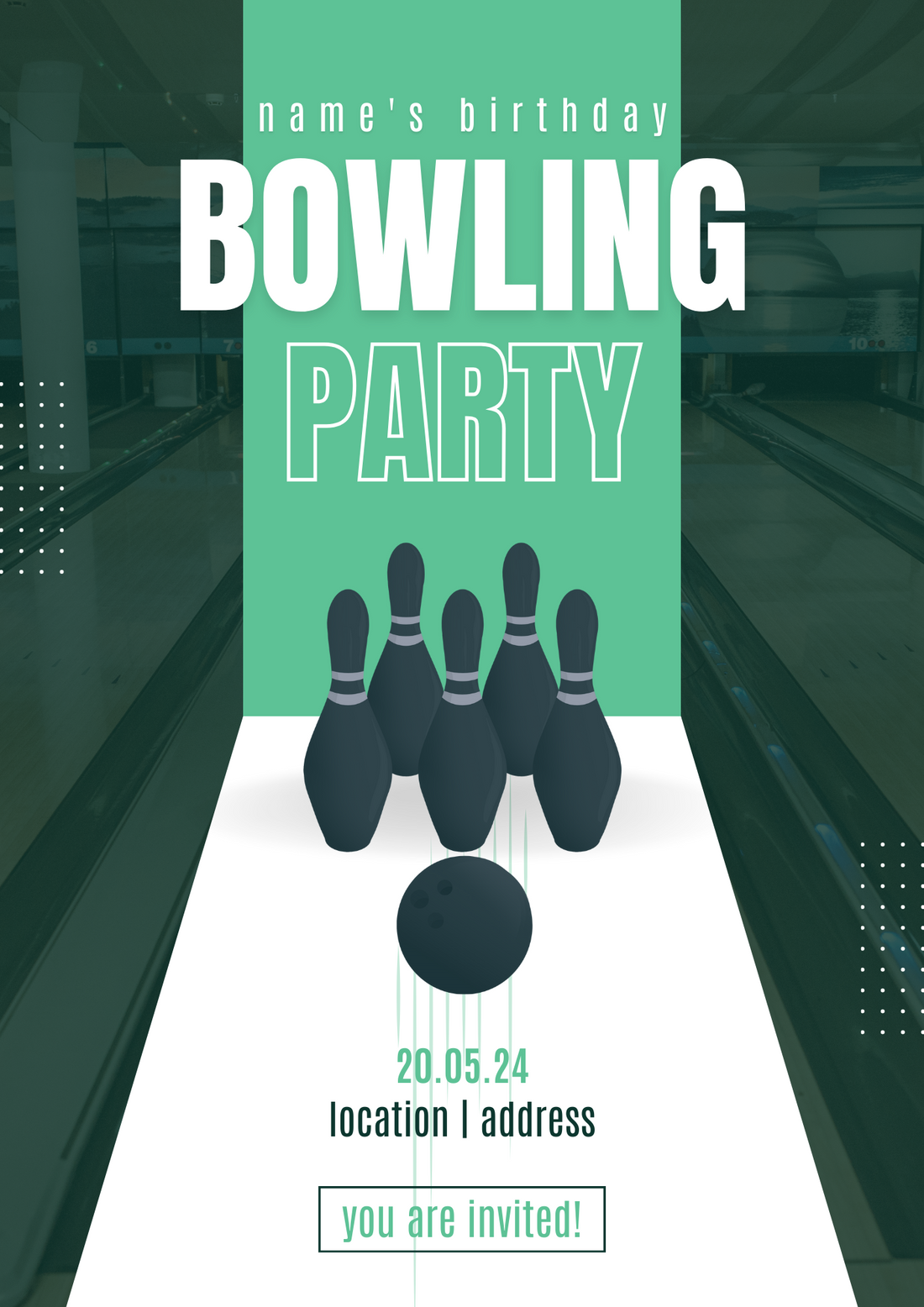 Blue Strike Bowling Invitation-AABGI001