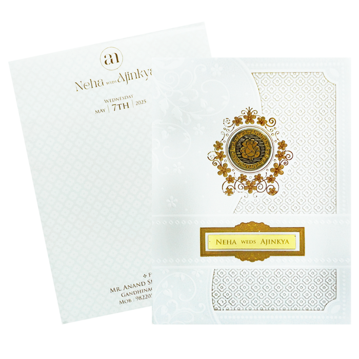 Decorative White Padded Invitation-King of Cards