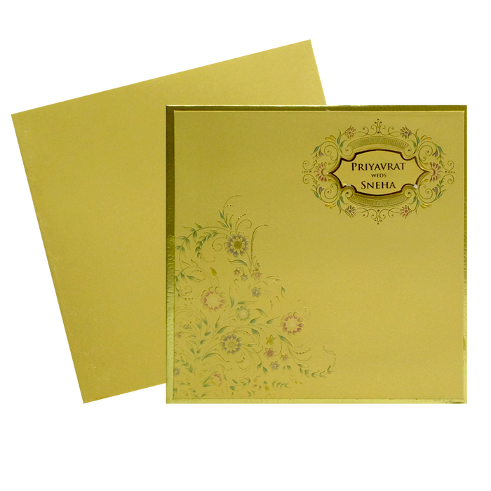 Golden Yellow Wedding Invitation Card-King of Cards