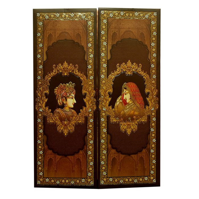 Brown Traditional Padded Wedding Invitation-King of Cards