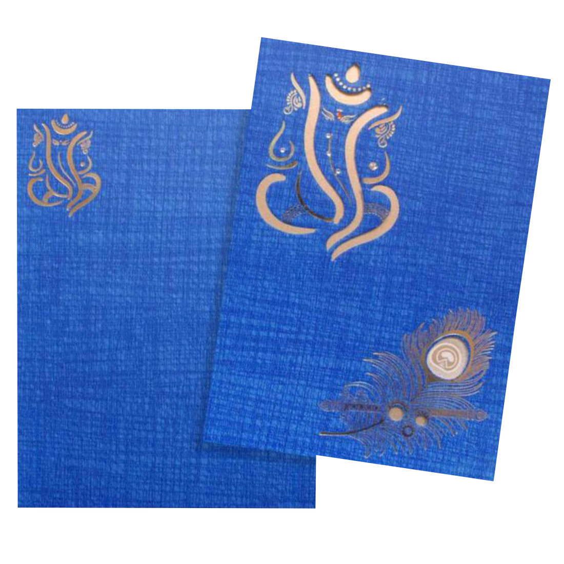 Royal Blue Shading With Cut Ganesha Wedding Card