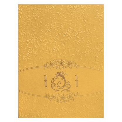 Golden Shimmery Ganesha Wedding Card-KNK2293