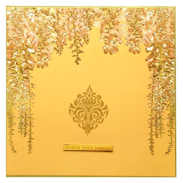 Orange Embossed Floral Wedding Card-King of Cards