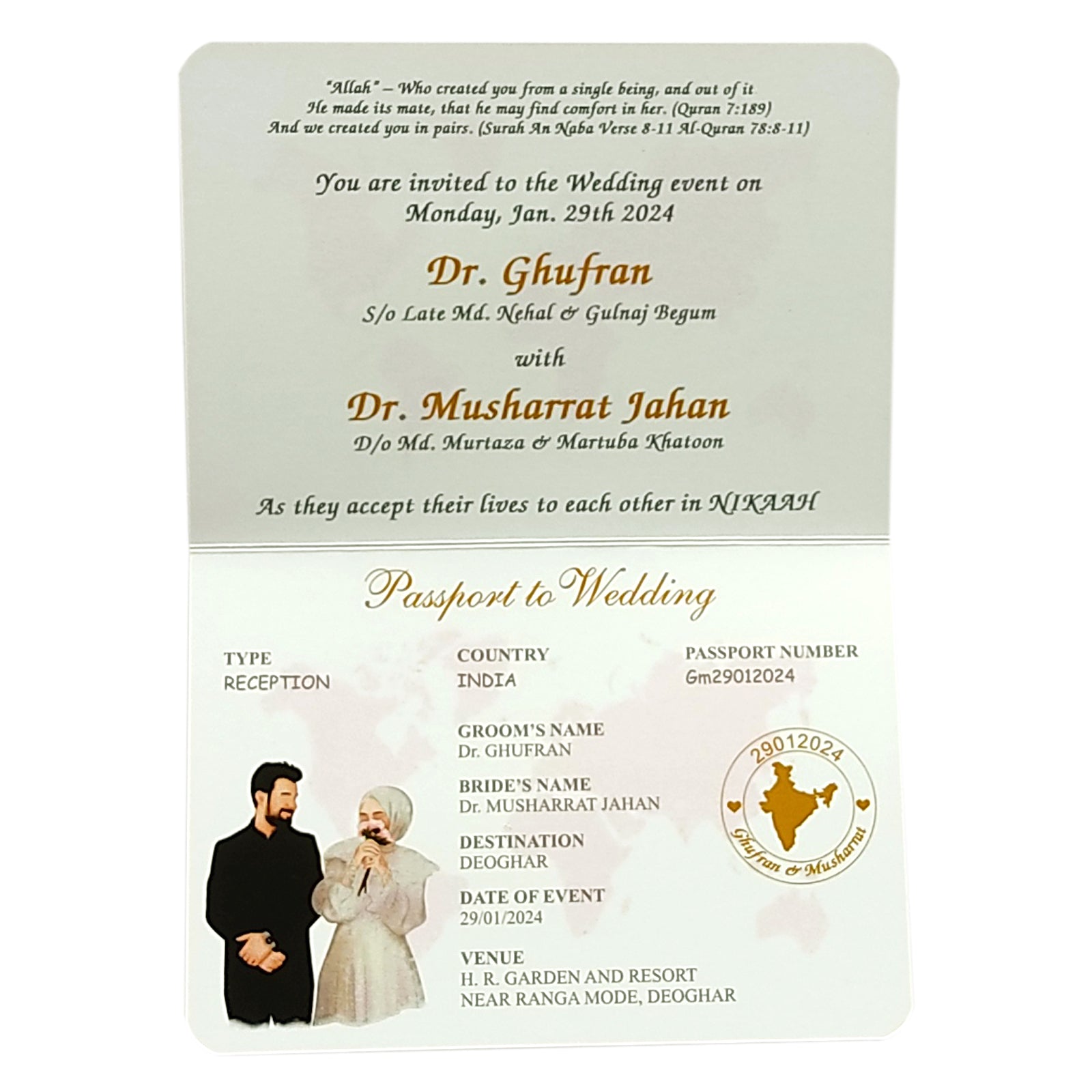 Pink Passport Invitation Card-KRK0011