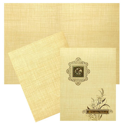 Sandal Metallic Floral Invitation Card-KNK2060S-King of Cards