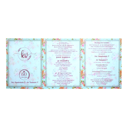 Cream Floral Laser Cut Bag Invitation Card-KNKQ8301