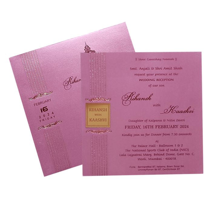 Dark Pink Single Sheet Invitation Card-King of Cards