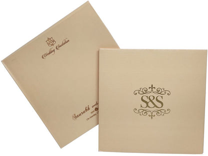 Beige Royal Padded Wedding Card-King of Cards