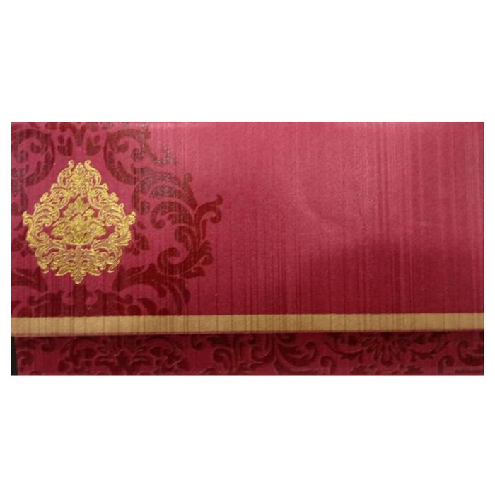 Gold Foiling Floral Design With Maroon Shaded Personal Wedding Card - KNHM813S-King of Cards