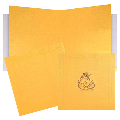 Lovely Embossed Ganesha With Gold Shading Wedding Card